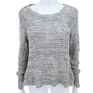 Eileen Fisher Fishnet Italian Yarn Sweater Gray L